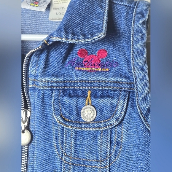 Vintage Disney Mickey & Co Authentic Sportswear Denim Zip Vest, Size 6X - Picture 2 of 6